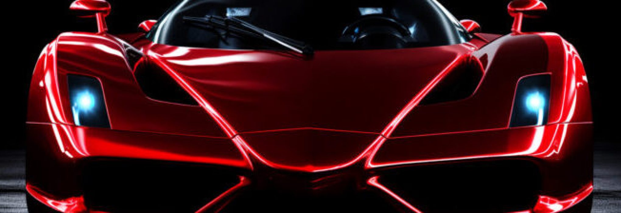 Elegant performance red sports car with fantastic light effect background, generative AI